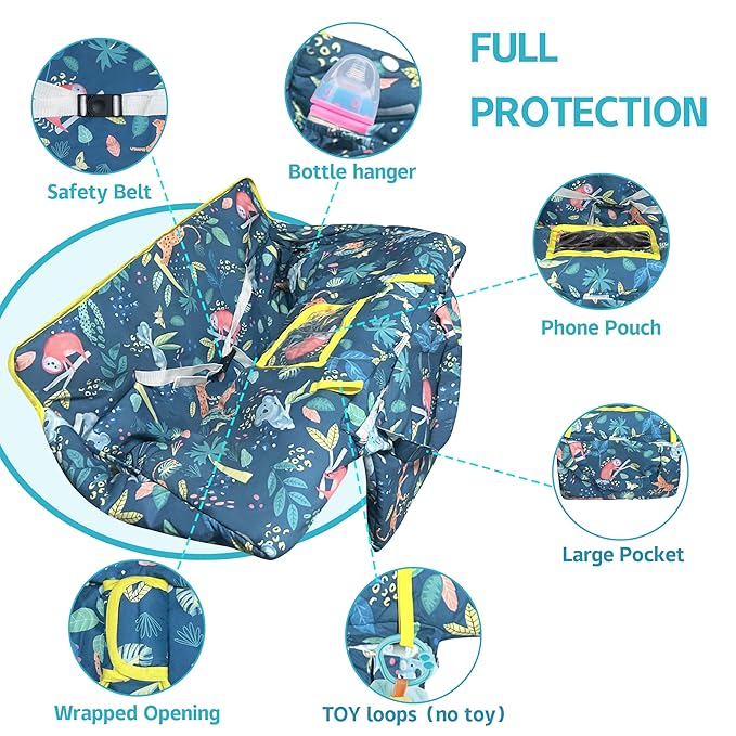 Shopping Cart Cover for Baby,2-in-1 Baby Cart Covers with Portable Cloth Bag Cart Seat Pad for Babies Grocery Cushion Cover Restaurant,Suitable for All Supermarkets and Restaurants