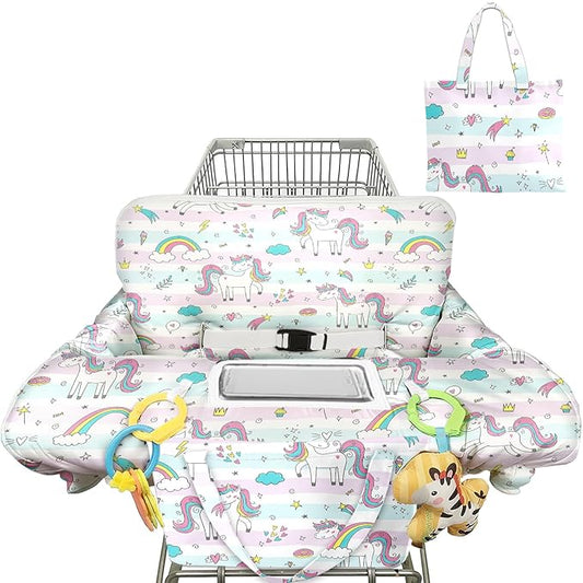 Shopping Cart Cover for Baby Girl Boy 2-in-1 High Chair Water Resistant High Chair Cover w/Phone Pouch Pocket Gender Neutral Cart Cover for Babies Padded Grocery Cart Cover for Baby