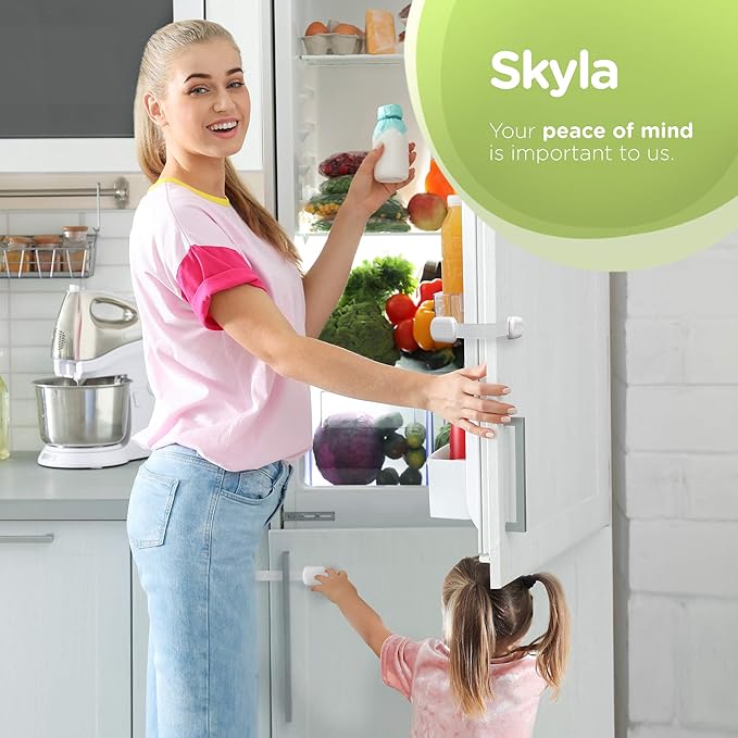 Baby Proofing Child Safety Locks (16 Pack) by Skyla Homes - The Safest, Quickest and Easiest 3M Adhesive Cabinet Latches, No Screws & Magnets, Multi-Purpose for Furniture, Kitchen, Ovens, Toilet Seats