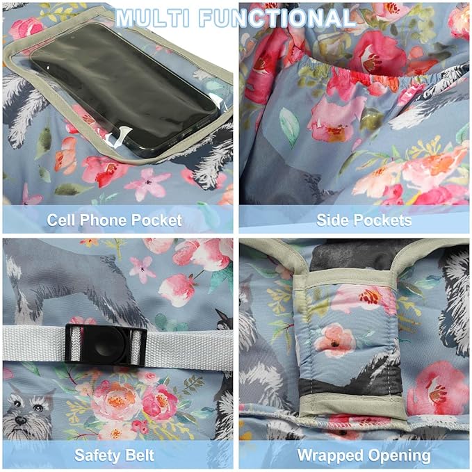 Grey Shopping Cart Cover for Baby 2-in-1 High Chair Cover with Safety Harness Multifunctional Dog Pattern Cart Covers for Babies Soft Padded Grocery Cart Cover for Baby Boy Girl