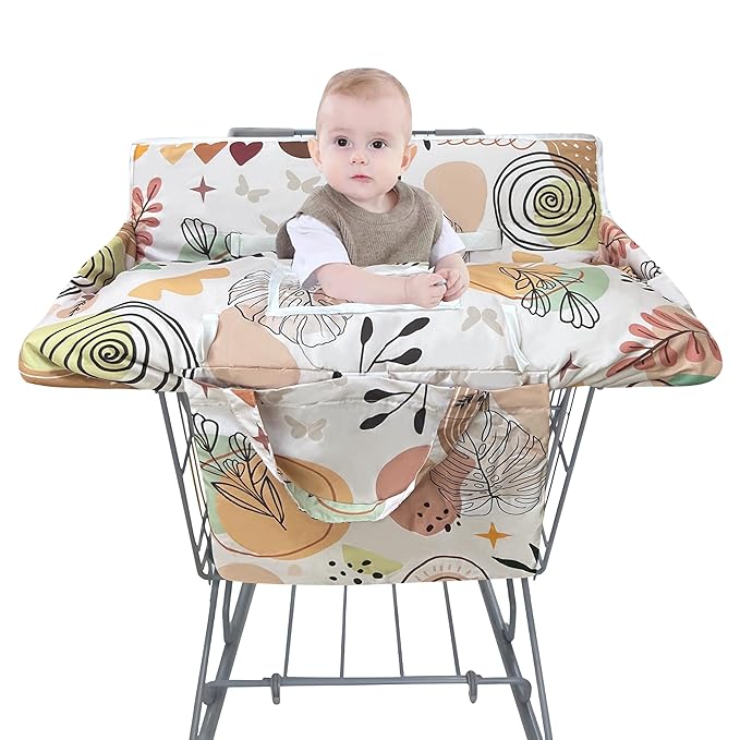 Shopping Cart Cover for Baby,2-in-1 Baby Cart Covers with Portable Cloth Bag Cart Seat Pad for Babies Grocery Cushion Cover Restaurant,Suitable for All Supermarkets and Restaurants