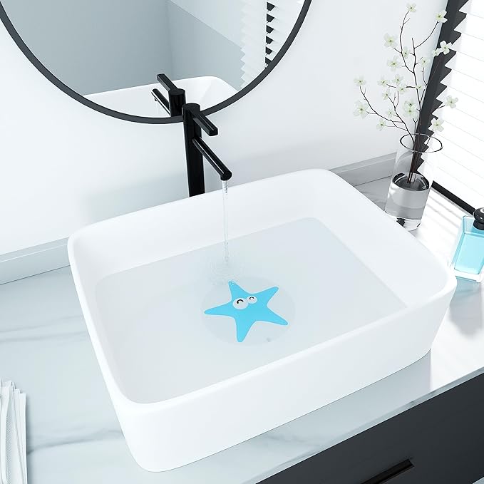 Bathtub Stopper Drain Plug Cover - Silicone Bath Tub Stopper, Shower Drain Cover, Cute Drain Stopper, Flat Drain Plug for Kitchen Sink and Bathtub, Bathtub Accessories, 6 Inches, Blue