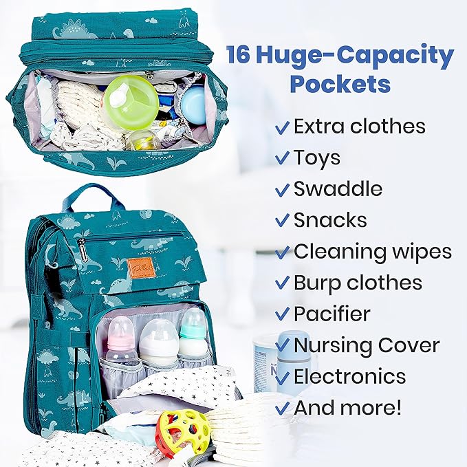PILLANI Baby Diaper Bag Backpack - Large Bag for Boys & Girls, Waterproof Diaper Backpack - Travel Diaper Bags w/Changing Pad, Baby Registry Search & Shower Gifts - Essentials Must Haves Newborn Stuff