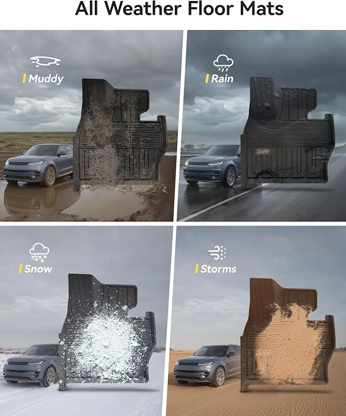 3W Floor Mats Fit Range Rover Sport 2023 2024 2025(Not for Range/Land Rover Discovery Sport) TPE All Weather Custom Fit for Land Rover Sport 1st and 2nd Row Car Liners Black