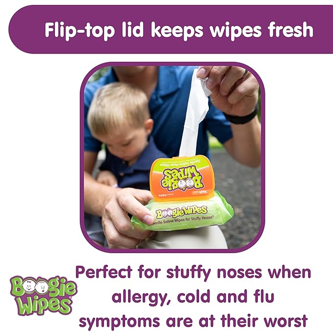 Saline Nose Wipes by Boogie, for Baby & Kids, Face, Hand & Body, Made with Vitamin E, Aloe, and Natural Saline, Fresh Scent, 30 Count (Pack of 12)
