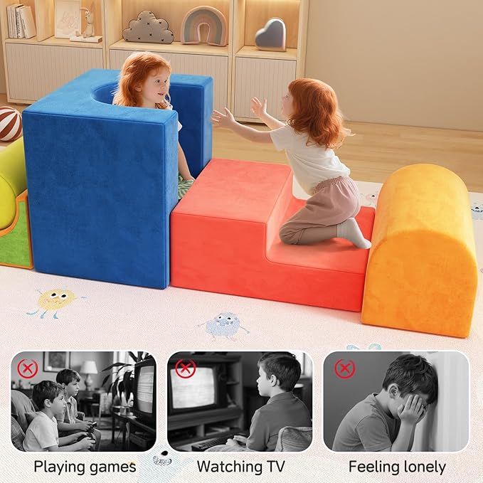 12-Piece Foam Climbing Blocks for Toddlers, Indoor Baby Climbing Gym Soft Play Set, Macaron Color Climbing Toys for 1 Year Old, Montessori Crawl & Climb Activity Foam Play Equipment