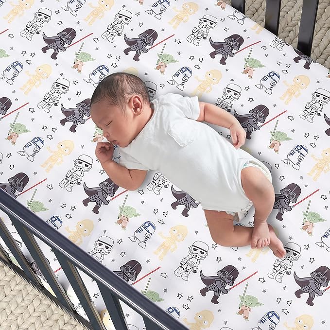 Lambs & Ivy Star Wars Classic Polyester Fitted Crib/Toddler Sheet - Yoda/Darth Vader