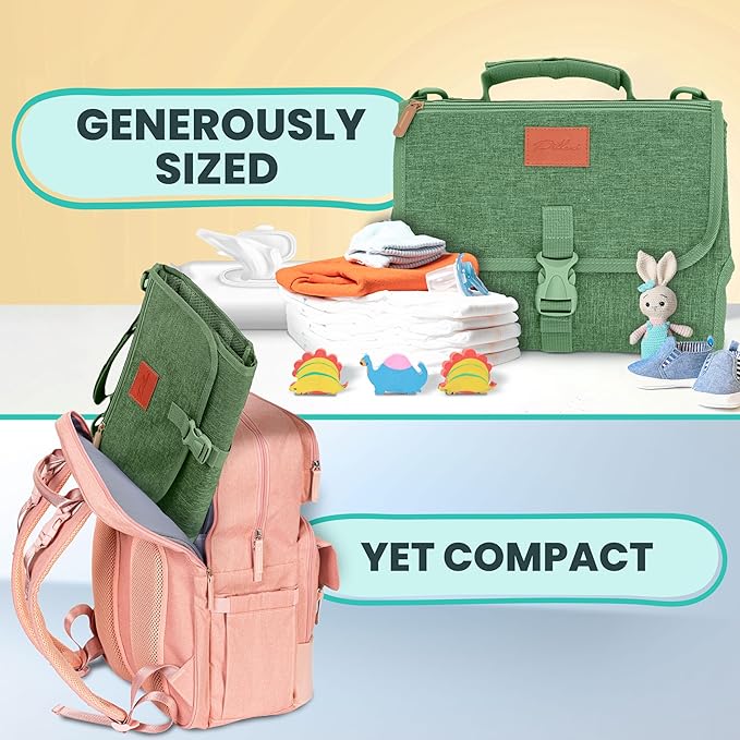 Portable Changing Pad for Baby, Travel Diaper Changing Pad for Newborn, Large Waterproof Baby Changing Mat, Foldable & Detachable Diaper Changing Station with Baby Wipes Pockets, Baby Stuff by Pillani