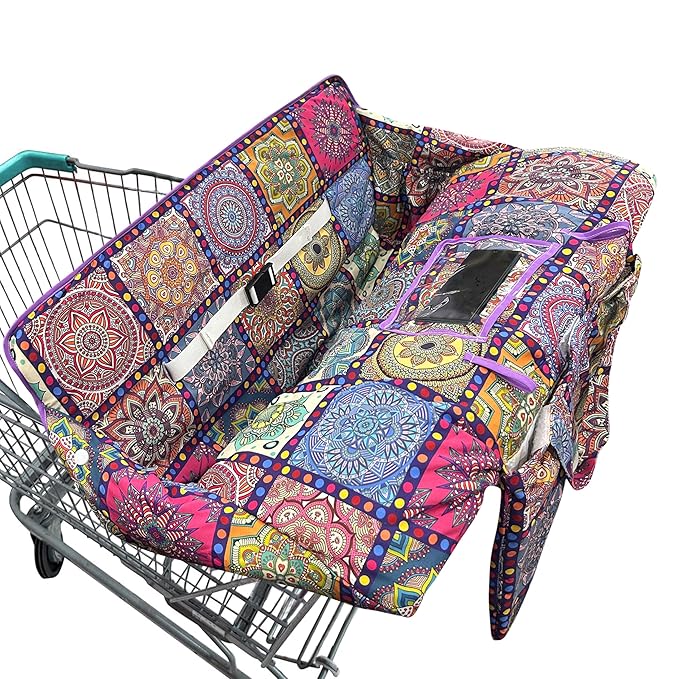 Shopping Cart Cover for Baby,2-in-1 Baby Cart Covers with Portable Cloth Bag Cart Seat Pad for Babies Grocery Cushion Cover Restaurant,Suitable for All Supermarkets and Restaurants