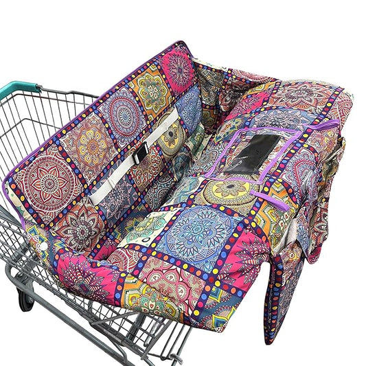 Shopping Cart Cover for Baby,2-in-1 Baby Cart Covers with Portable Cloth Bag Cart Seat Pad for Babies Grocery Cushion Cover Restaurant,Suitable for All Supermarkets and Restaurants