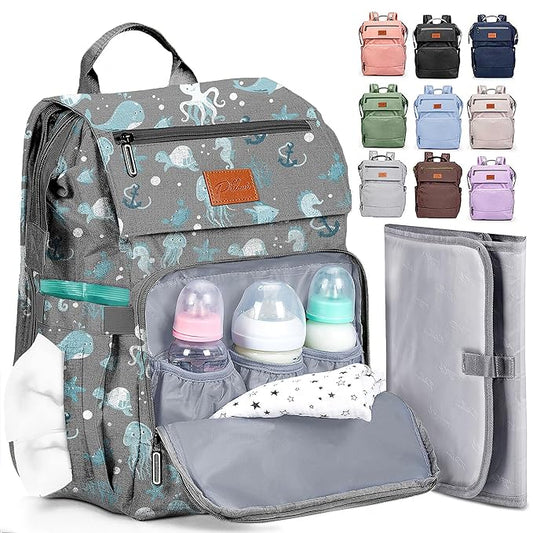 PILLANI Baby Diaper Bag Backpack - Large Bag for Boys & Girls, Waterproof Diaper Backpack - Travel Diaper Bags w/Changing Pad, Baby Registry Search & Shower Gifts - Essentials Must Haves Newborn Stuff