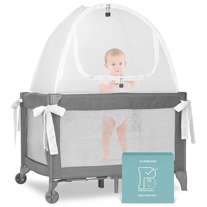 Mini Crib and Pack and Play Tent, Net Canopy to Keep Baby from Climbing Out, Breathable Mesh with Auto-Lock Zipper and Latch, Safety Tent for Travel and Sleep (Mosquiteros para Cunas de Bebes)