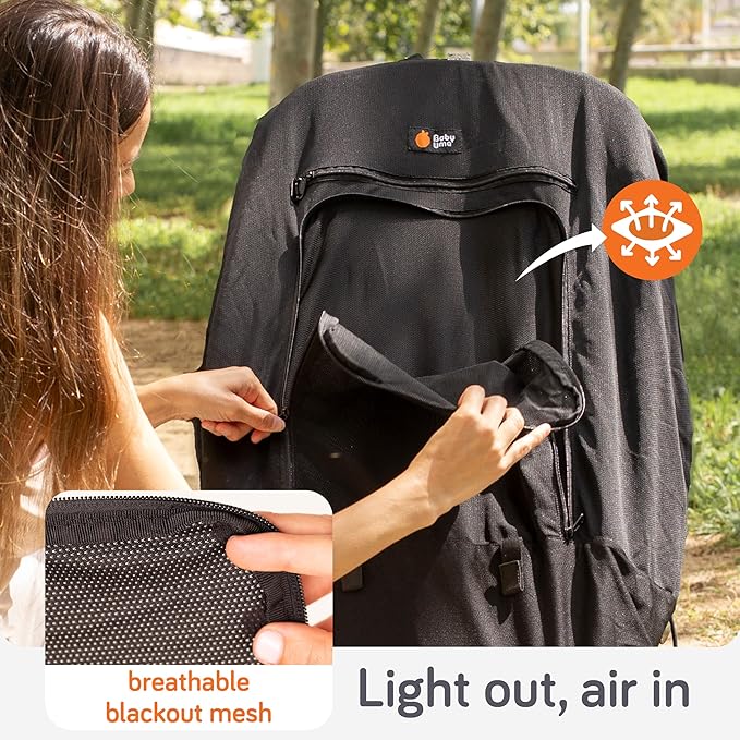 Baby Uma Stroller Sun Shade - UPF 50+ Protection, Breathable Blackout Mesh Cover With Zip-up Window for 6+ Months (+Travel Bag)