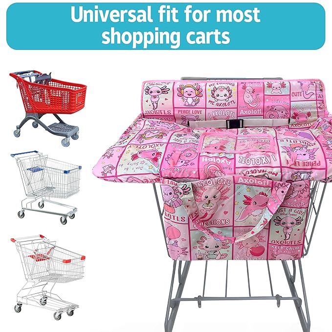 Shopping Cart Cover for Baby,2-in-1 Baby Cart Covers with Portable Cloth Bag Cart Seat Pad for Babies Grocery Cushion Cover Restaurant,Suitable for All Supermarkets and Restaurants