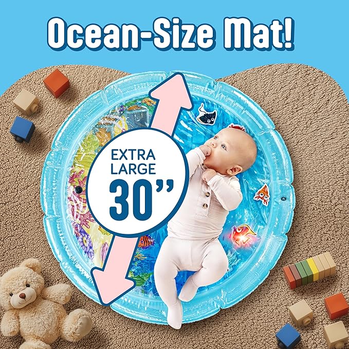 SplashEZ Magical Tummy Time Water Mat for Babies | Captivating Lights for Extended Developmental Play
