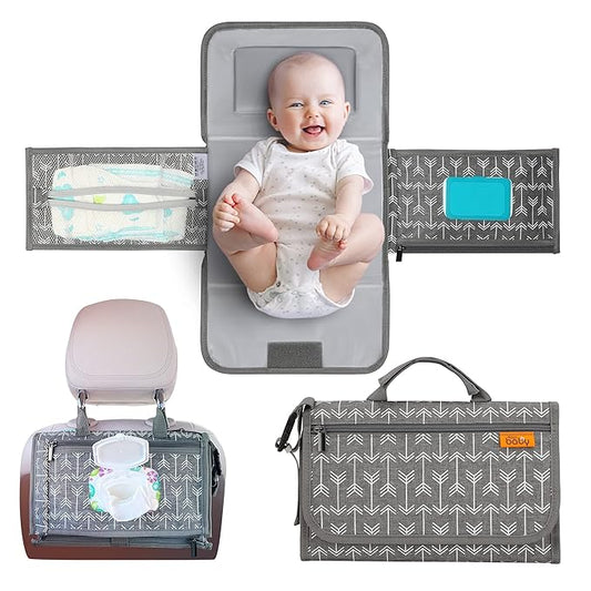 Kopi Baby Portable Diaper Changing Pad - Baby Diaper Changer Travel Bag with Wipes Pocket, Smart Design Portable Changing Mat, Infant Travel Station Kit, Gift for Newborn Girl & Boy - Modern