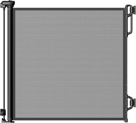 Retractable Safety Baby Gate or Mesh Dog Gate,Durable Portable Mesh Retractable Gate,Easy to Use for Stairs, Doorways, Hallways, Indoor, Outdoor, 33.5" Tall, Up to 45" Wide, Black