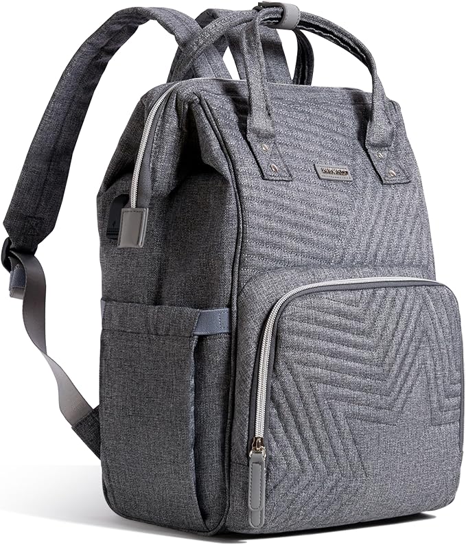 SUNVENO Diaper Bag Backpack Large Capacity Baby-Bag with Changing Pad & Stroller Clips Diaper-Backpack Travel Essentials Nappy Bag Organizer for Baby Care with USB Charging Port, Grey
