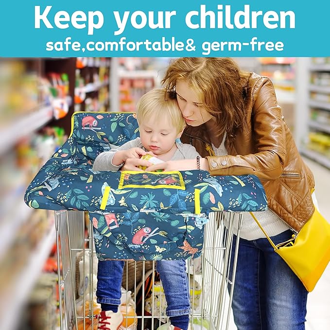 Shopping Cart Cover for Baby,2-in-1 Baby Cart Covers with Portable Cloth Bag Cart Seat Pad for Babies Grocery Cushion Cover Restaurant,Suitable for All Supermarkets and Restaurants