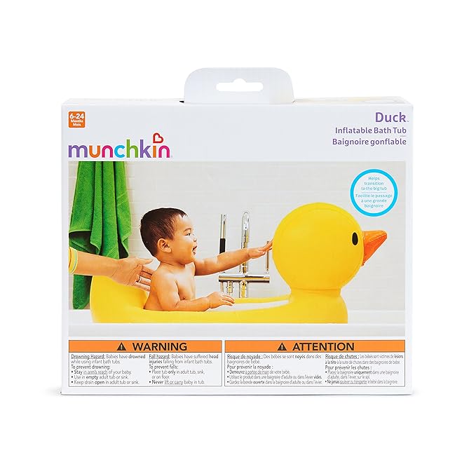 Munchkin® Duck™ Inflatable Baby Bathtub with White Hot® Heat Alert, Classic Yellow Ducky