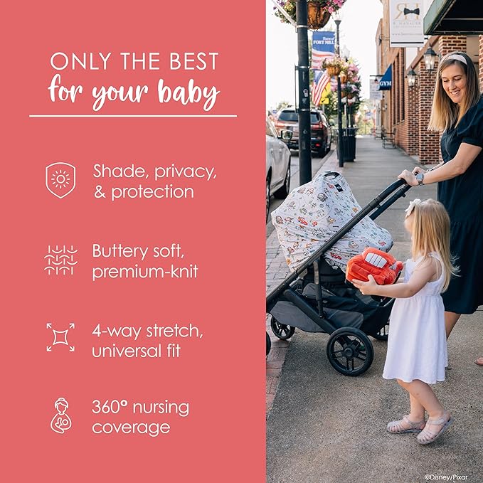 Milk Snob Original Disney 5-in-1 Baby Cover, Breastfeeding, Car Seat, Carrier, Stroller, High Chair, Shopping Cart, Canopy, Baby Shower Gender Neutral Gifts, Nursing Top (Pixar Cars)