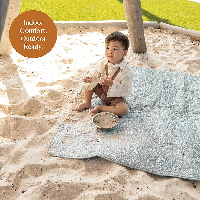 Toddlekind Portable Baby Mat, Organic Cotton 47" x 47, Portable, playpen mat, Travel, Indoor/Outdoor mat, for Babies/Toddlers, 0m+ (Sage)