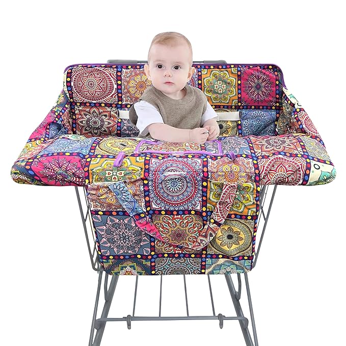 Shopping Cart Cover for Baby,2-in-1 Baby Cart Covers with Portable Cloth Bag Cart Seat Pad for Babies Grocery Cushion Cover Restaurant,Suitable for All Supermarkets and Restaurants