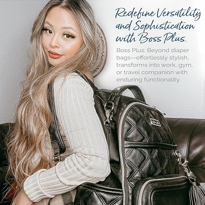 Itzy Ritzy Diaper Bag Backpack – Large Capacity Boss Plus Baby Backpack Diaper Bag Featuring 19 Pockets, Changing Pad, Stroller Clips, and Comfortable Straps (Mystic Black)