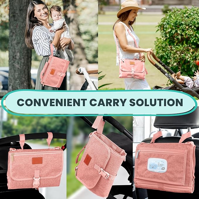 Portable Changing Pad for Baby – Soft, Comfortable Portable Diaper Changing Pad with Wipes Pockets, Waterproof and Easy to Clean – Baby Shower Gifts Newborn Essentials Must Haves Baby Registry Search