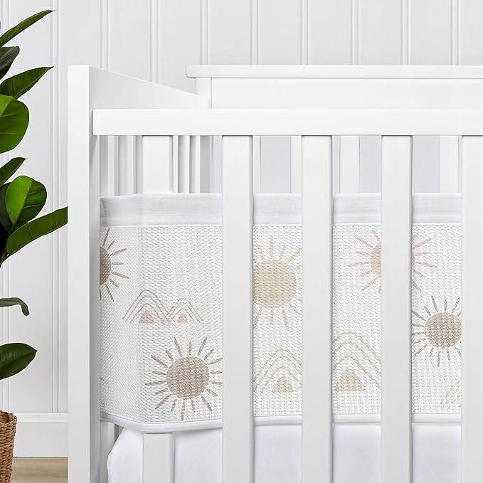 Sweet Jojo Designs + BreathableBaby 2-Piece Breathable Mesh Crib Liner Set (Blush Pink and Mauve Boho Desert Sun) for Girls, Baby, Infants/Newborn Nursery (Bohemian, Watercolor, Mountains, Minimalist)