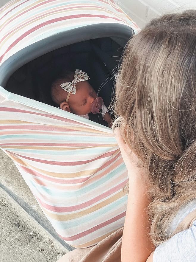 Copper Pearl Multi-Use Cover: Car Seat, Nursing, and Stroller Cover for Sun - Stretchy Fabric, All-Season Use, Stylish Designs, Easy Access for Moms - Belle