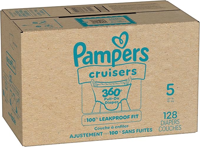 Pampers Diapers - Cruisers 360 - Size 5, 128 Count, Babyproof up to 100% Leakproof Pull-On Diaper
