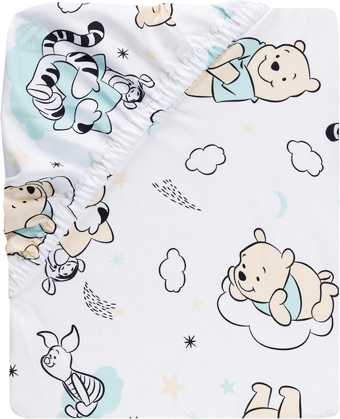 Lambs & Ivy Disney Baby Winnie The Pooh Hugs White Fitted Crib Sheet