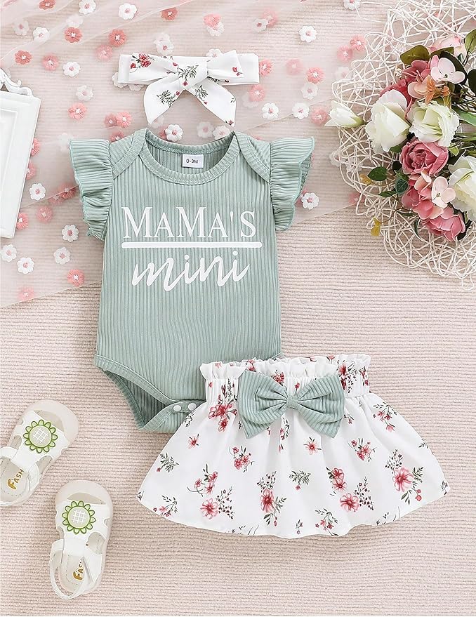 Newborn Infant Clothes Baby Girl Dress Summer Toddler Outfit Cute Girl Romper Skirt Set+Headband