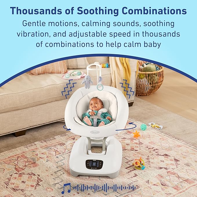 Graco SmartSense Baby Swing with Cry Detection Technology, Soothing Motions and Calming Vibrations, Comfortable Infant Support, Rori