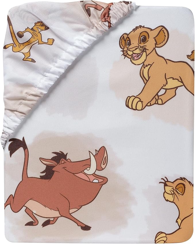 Lambs & Ivy Disney Baby Lion King Safari Fitted Crib Sheet - White