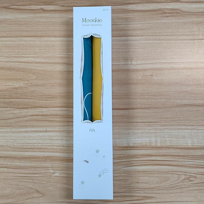 Moonkie Silicone Placemats for Baby & Kid, Stain-Proof Non-Slip Toddler Food Mats Eating Table Mat with 2 Packs