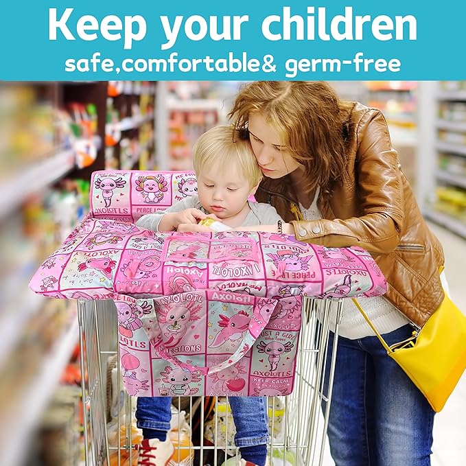 Shopping Cart Cover for Baby,2-in-1 Baby Cart Covers with Portable Cloth Bag Cart Seat Pad for Babies Grocery Cushion Cover Restaurant,Suitable for All Supermarkets and Restaurants