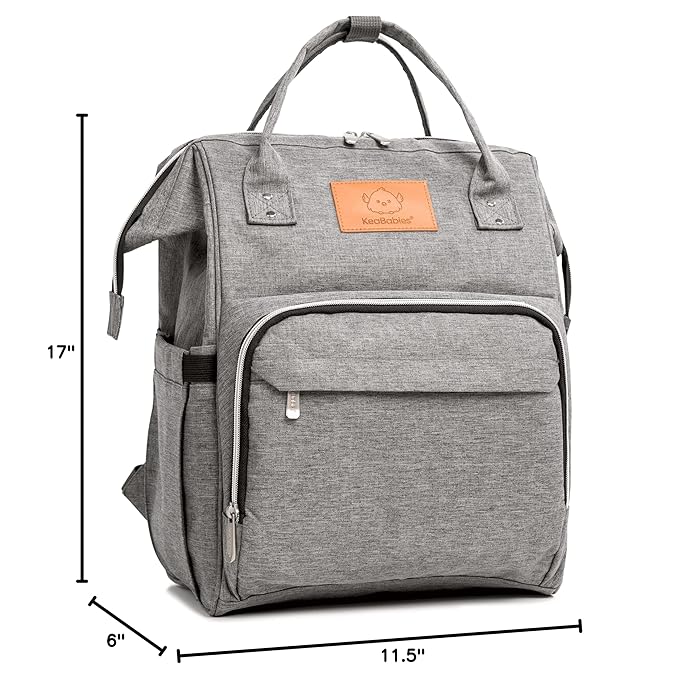 KeaBabies Baby Diaper Bag Backpack - Large Baby Bag for Boys, Girls, Waterproof Multi Function Travel Diaper Backpack with Changing Pad, Durable Travel Essentials for Moms and Dads (Classic Gray)