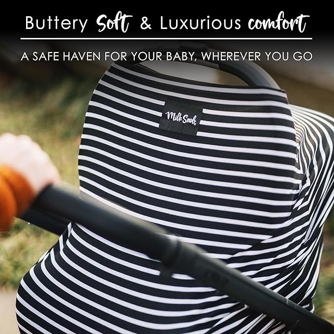 Milk Snob Original 5-in-1 Cover - Nursing Cover for Breastfeeding - Baby Car Seat Cover, Carseat Canopy & Stroller - Essential All-in-One Cover - Gift for Mom, Baby (Modern Stripe)