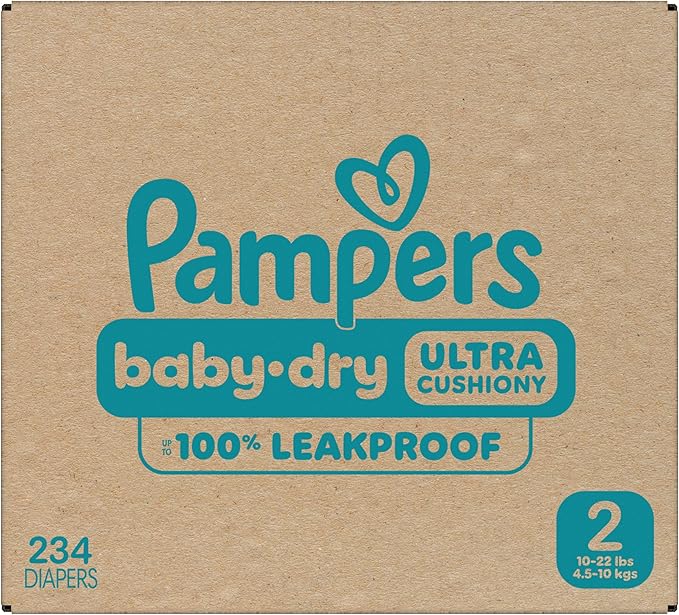 Pampers Diapers - Baby Dry - Size 2, 234 Count, Absorbent Disposable Infant Diaper (Packaging May Vary)