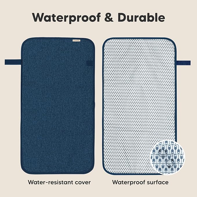 KeaBabies Portable Diaper Changing Pad, Easy Wipe Clean - Foldable Waterproof Baby Changing Mat for Diaper Bag, Compact, Lightweight, 25x13 Newborn, Infant, Baby Changer Travel Essential (Navy Blue)