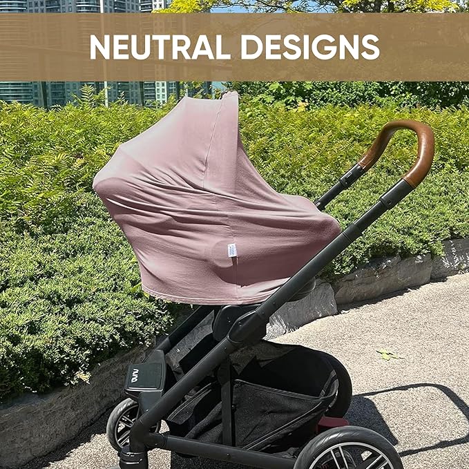 MOZAH Baby Multi-Use Cover: 9-in-1 Baby Car Seat Cover, Nursing Cover, Grocery Cart Cover & More, Breastfeeding Must Haves First Time Mom on Baby Registry (Pale Mauve, Dusty Pink)