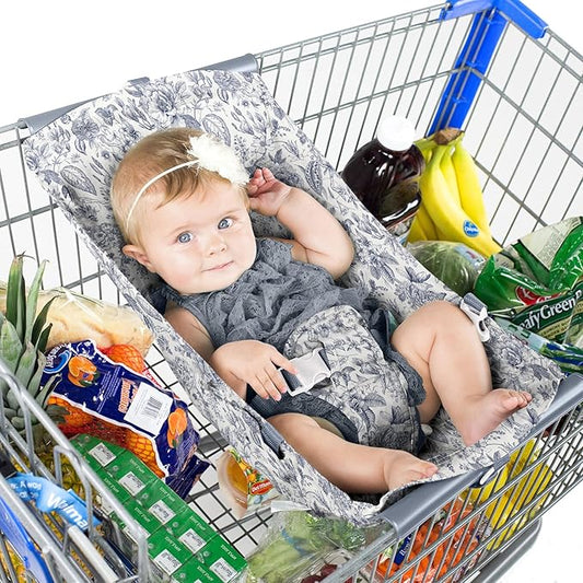 Shopping Cart Hammock – Infant Seat for Grocery Carts – Holds Car Seats Securely – Compatible with Select 4-Seater Wagons (20–24” Wide) – Supports Up to 50 lbs – Heritage Blue