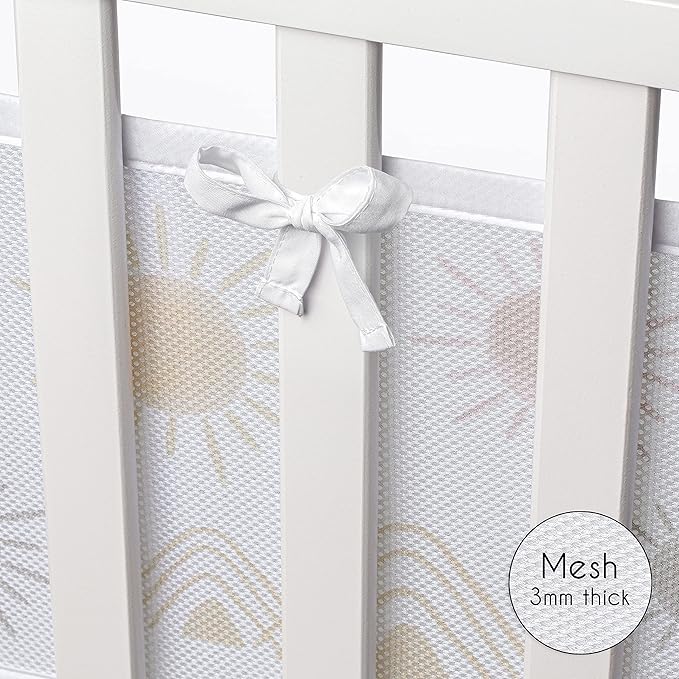 Sweet Jojo Designs + BreathableBaby 2-Piece Breathable Mesh Crib Liner Set (Blush Pink and Mauve Boho Desert Sun) for Girls, Baby, Infants/Newborn Nursery (Bohemian, Watercolor, Mountains, Minimalist)