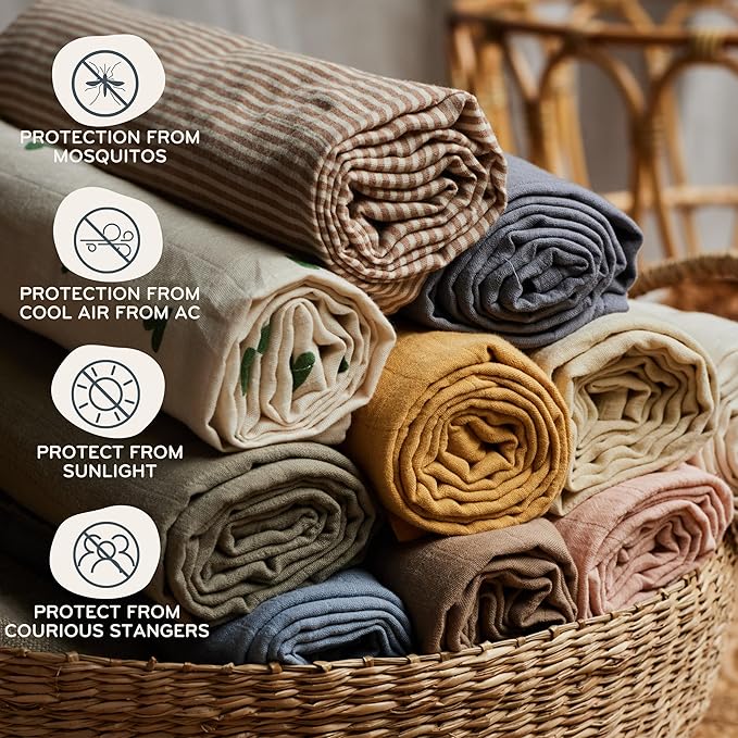 Car Seat Cover Baby - Organic Cotton - Carseat Covers Baby - Carseat Cover - Car Seat Canopy - Carseat Canopy - 100% Muslin Cotton, 43" x 32" (Tradewinds)