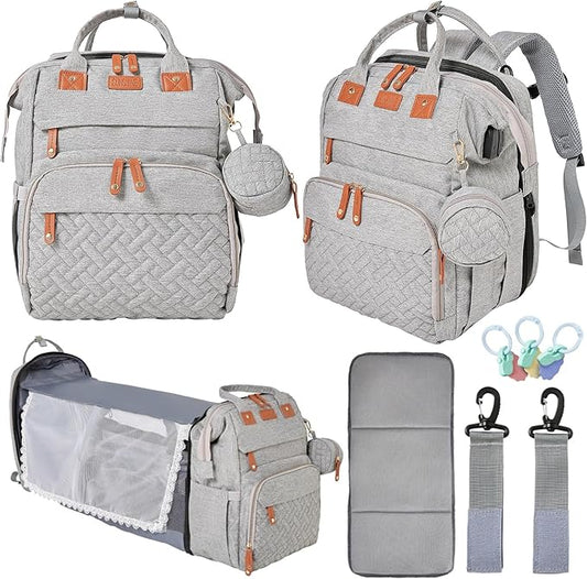 Orian Diaper Bag Backpack, Diaper Bag with Baby Changing Station, Large Travel Diaper Bag, Mosquito Net, USB Charging Port, Waterproof Unisex Baby Bag - 3 bonus gifts
