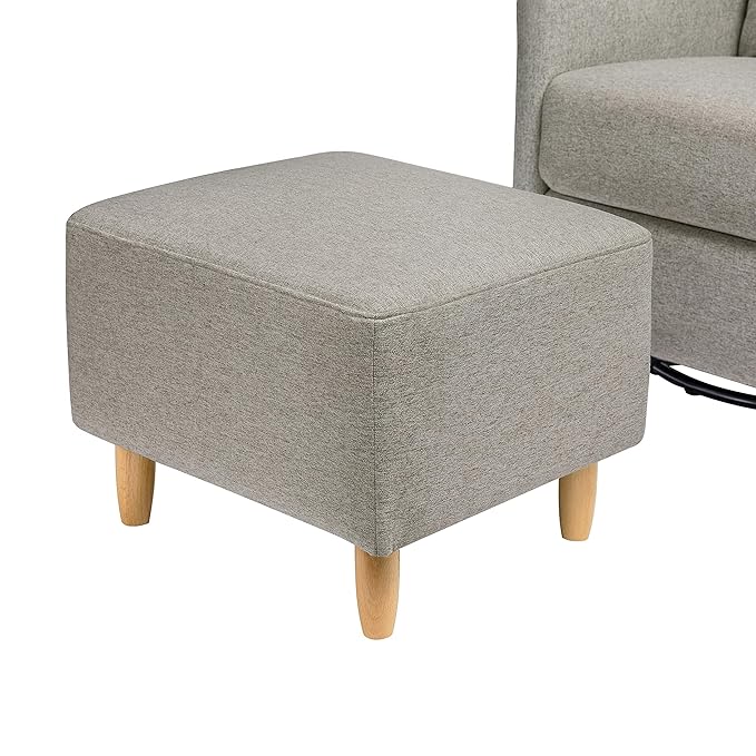 Babyletto Toco Upholstered Swivel Glider and Stationary Ottoman in Performance Grey Eco-Weave, Water Repellent & Stain Resistant, Fabric, Greenguard Gold Certified