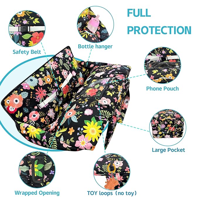 Shopping Cart Cover for Baby,2-in-1 Baby Cart Covers with Portable Cloth Bag Cart Seat Pad for Babies Grocery Cushion Cover Restaurant,Suitable for All Supermarkets and Restaurants