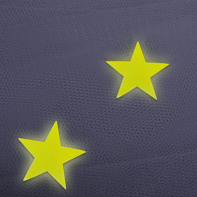 Blue Canopy for Girls Bed with Pre-Glued Glow in The Dark Stars - Princess Mosquito Net Room Decor - Kids & Baby Bedroom Tent with Galaxy Lights - 1 Opening Canopy Bed & Hanging Kit Included